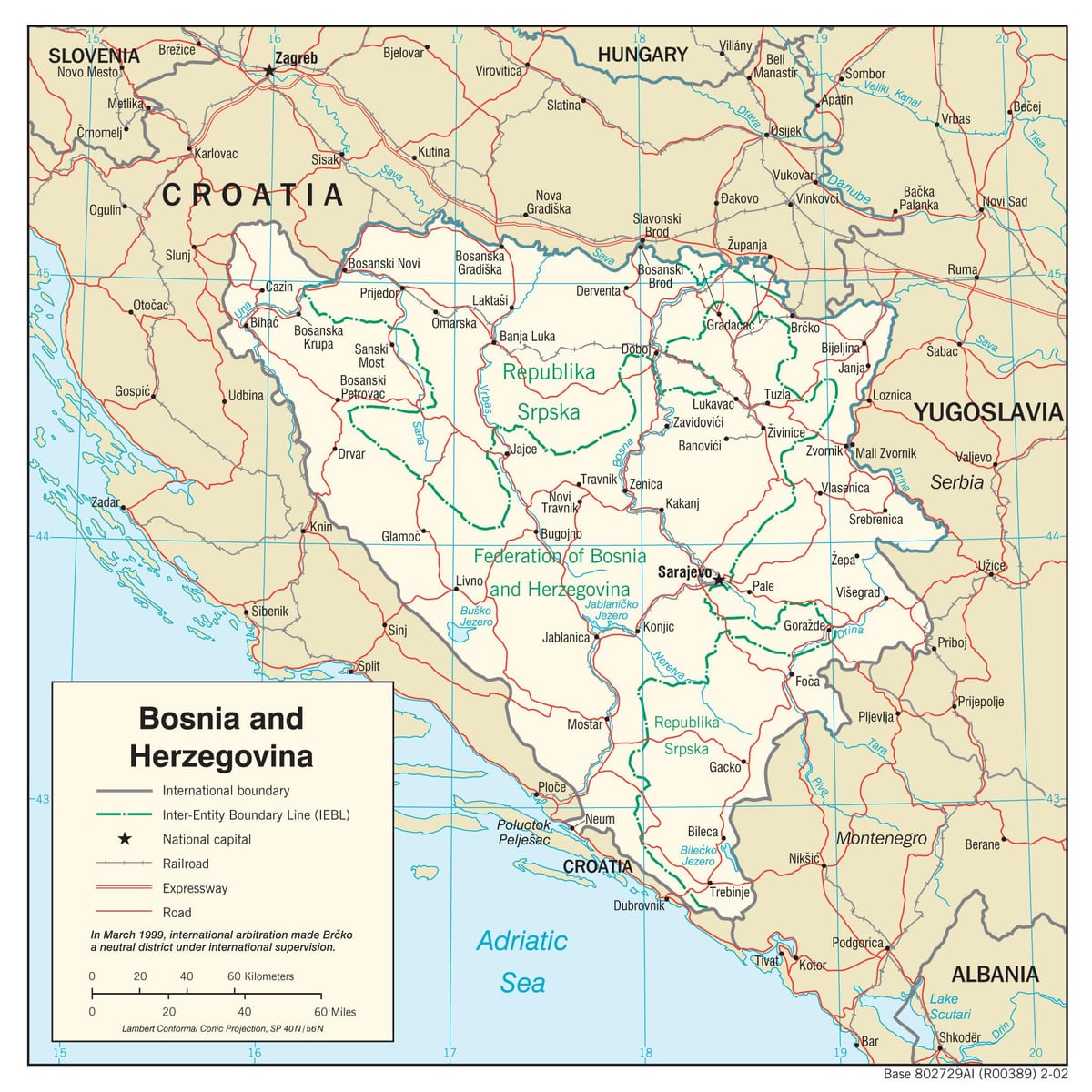 Bosníu-Herzegóvínu kort