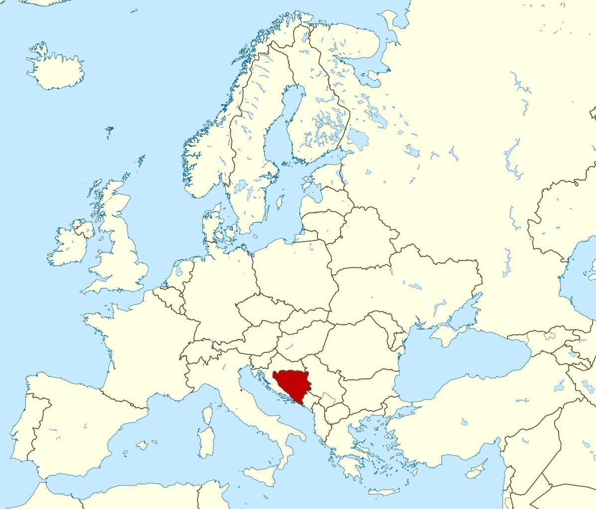 Kort af Bosníu staðsetningu á world