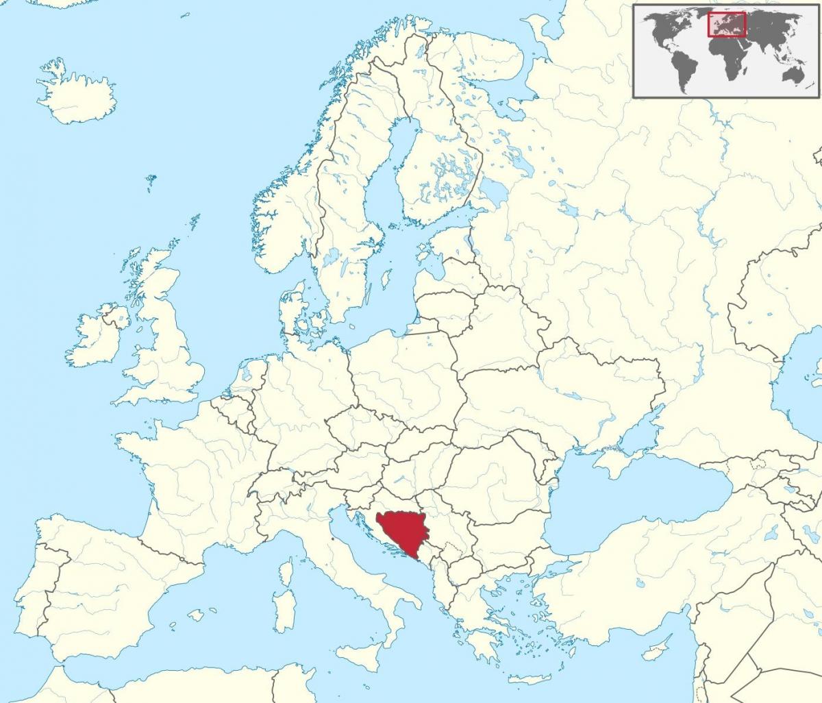 Bosníu á kort af evrópu