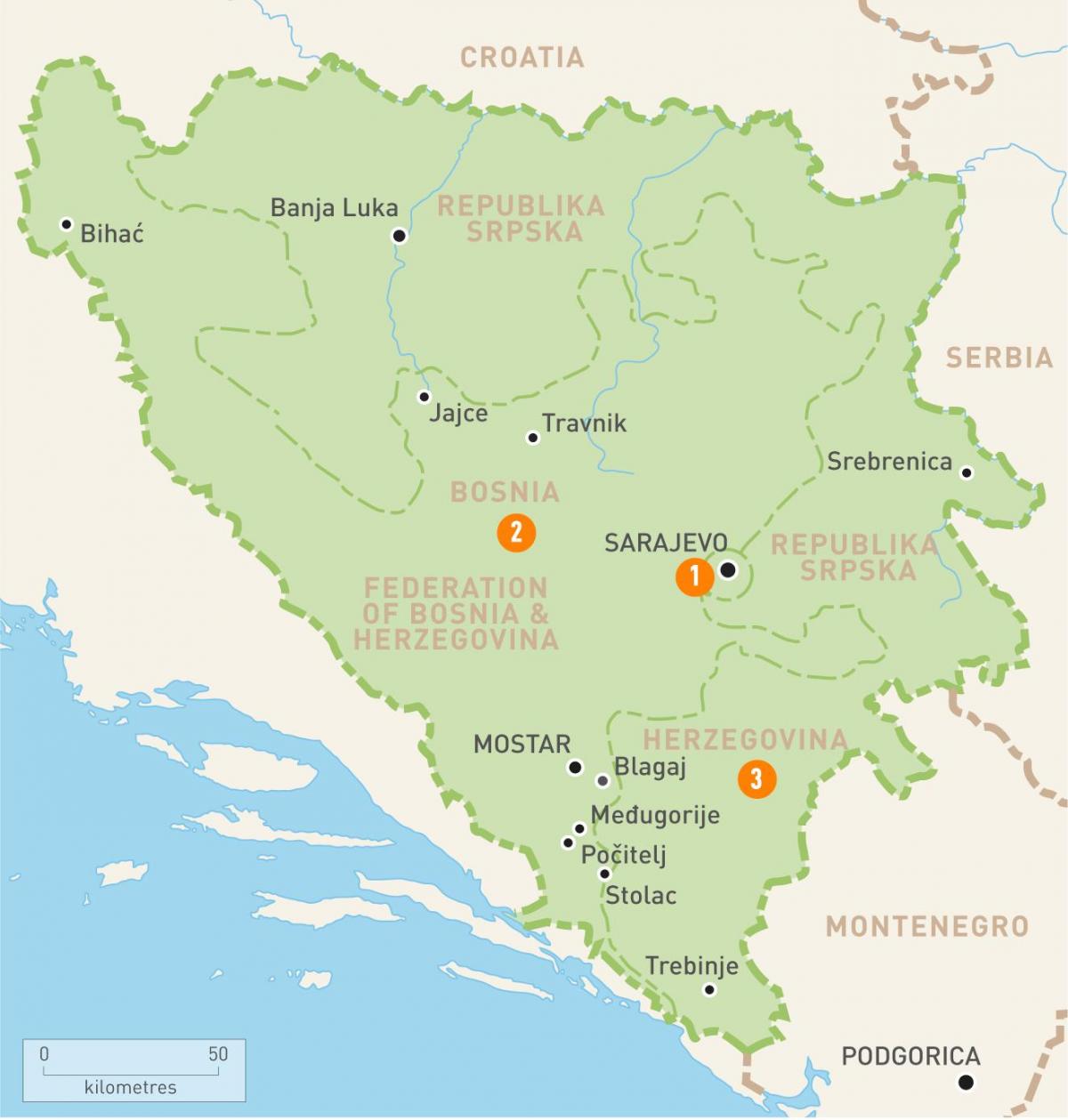 Kort af cronkite Bosníu