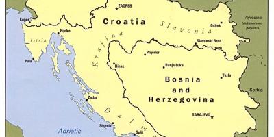 Kort af Bosníu og Herzegóvínu og nærliggjandi löndum